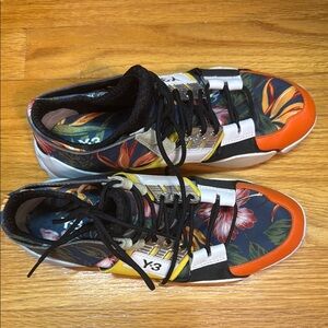 Y-3 Multicolor Floral Sneakers with Orange Highlights